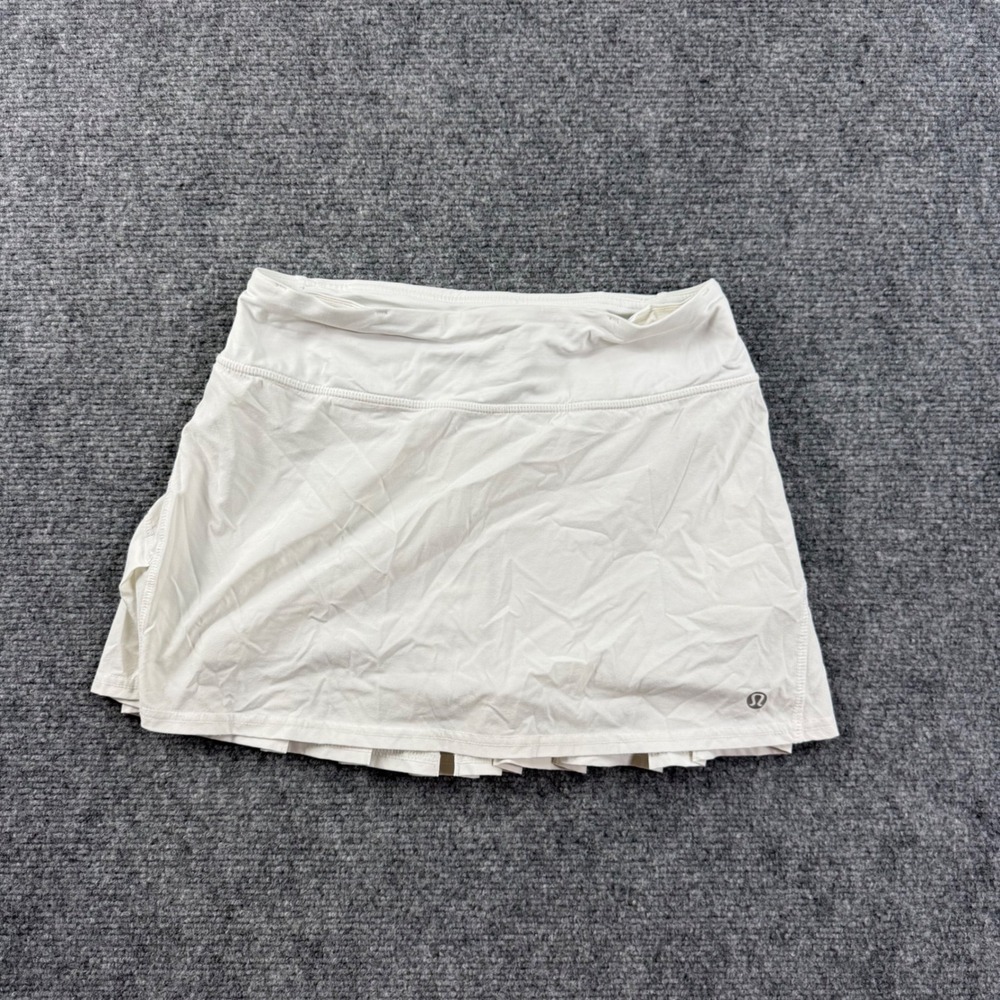 Lululemon Pace Rival Skirt 2 White Pleated Athletic Tennis Skort Womens
